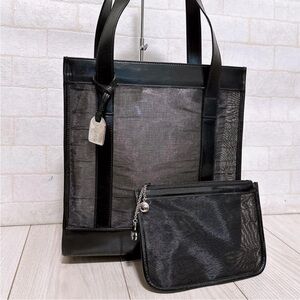 Gucci Black Mesh Tote and Pouch Set